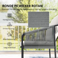Outsunny Tuinmeubelset 4-delig polyrattan loungeset met tweezitsbank, 2 fauteuils, salontafel, afneembare kussens met banden(m-6)