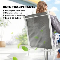 Outsunny Set da Giardino 7 Pezzi: Tavolo Rettangolare e 6 Sedie Impilabili(m-5)