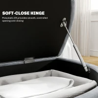 HOMCOM Siedzisko z pojemnikiem, welur, ciemnoszare, otwierane(m-5)