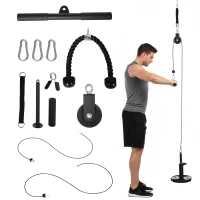 SPORTNOW Sistema de Polea de Cable de Peso para Gimnasio para Tracción LAT Rizo de Bíceps Tríceps Brazo Hombros y Espalda(m-10)