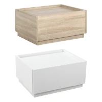 HOMCOM Table de chevet empilable table de nuit table d'appoint avec 2 tiroirs pour chambre à coucher, salon - blanc et naturel(m-7)