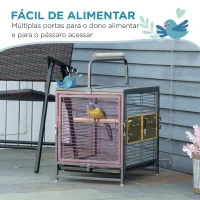PawHut Gaiola para Pássaros Portátil com 2 Poleiros de Madeira Comedouros de Aço Inoxidável e Bandeja Amovível 48x38x47,8 cm Preto(m-5)
