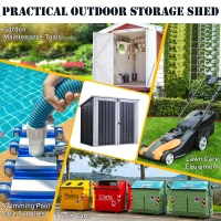 Outsunny 3.2 x 5.1ft Corrugated Steel Two-Bin Storage Shelter - Black(m-22)