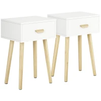 HOMCOM Set 2 Comodini per Camera da Letto con Cassetto, in Legno, 40.5x30.5x60 cm, Color Rovere e Bianco(m-11)