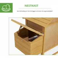 PawHut Kippenhok met ren pluimveehok met stok massief hout naturel(m-6)