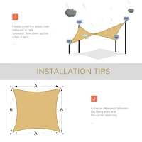 Outsunny 3x4 m Sun Shade Sail-Sand(m-6)