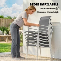 Outsunny Set da Giardino 7 Pezzi: Tavolo Rettangolare e 6 Sedie Impilabili(m-4)