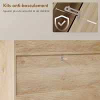 HOMCOM Meuble à chaussures 12 paires, armoire à chaussures, 2 tiroirs rabattables, portes en rotin et étagères réglables, chêne(m-9)