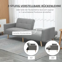 HOMCOM 2 in 1 Schlafsofa 205 x 88 cm Sofa mit Bettfunktion, Couch mit Sitzkissen, Leinenoptik Grau(m-5)