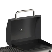 Outsunny Barbecue a Gás BBQ com 3 Queimadores 7,5 kW com Grelha Placa Prateleira Lateral Conversível Termómetro Preto(m-11)