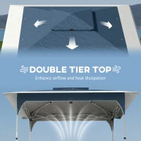 Outsunny 3.5 x 3.5 m Pop Up Gazebo with One-Push Setup, UPF50+ Double Tier Garden Party Tent Marquee with Carry Bag, Blue(m-6)