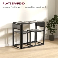 HOMCOM 3-teiliges Bartisch-Set Hochtisch-Set 3-teilig, 2 Stühle, 1 Tisch, 90 cm x 47 cm x 76  cm, Grau(m-4)