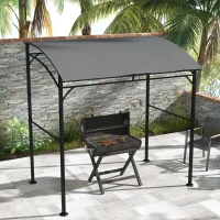 Outsunny Grillpaviljoen, Grillafdekking, Regenbescherming, Haken voor Gereedschap, Stalen Frame, Donkergrijs, 215 x 150 x 182/220 cm(m-10)