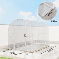 Outsunny Polytunnel Greenhouse Walk-in Grow House with PE Cover, Door and Galvanised Steel Frame, 3 x 2 x 2m, Clear(m-3)