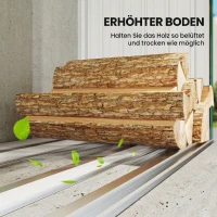 Outsunny Brennholzschuppen, Feuerholzunterstand, Stahl, erhöhter Boden, Schrägdach, 213 x 66,5 x 150 cm, Grün(m-5)