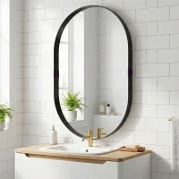 HOMCOM Espejo de pared, espejo decorativo 60 x 90 cm de vidrio templado y marco de aluminio, para dormitorio, salón, pasillo, negro(m-2)