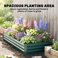 Outsunny Letto per Orto Rialzato in Metallo da Esterno, Portapiante per Fiori ed Erbe, 241x90,5x30cm(m-4)