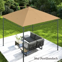 Outsunny partytentdak, vervangend dak voor partytent, partytentafdekking, polyester bescherming tegen de zon, beige 3 x 3 m(m-9)