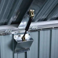 Outsunny 3.2 x 5.1ft Corrugated Steel Two-Bin Storage Shelter - Black(m-23)