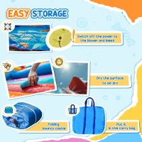 HOMCOM Nylon Inflatable Bouncy Castle, Fire and Water Resistant, Puncture-proof, Multi-Colour(m-5)