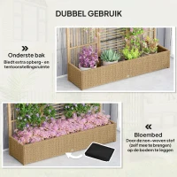 Outsunny Plantenbak Bloembak met Klimhulp, Weerbestendig, 103 cm x 103 cm x 29 cm, Zand(m-5)