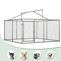 Outdoor-Hundezwinger mit Dach, 230x230x117 cm, Silber(m-6)