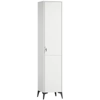 HOMCOM Armoire chambre étroite penderie avec porte, tringle et étagères de rangement, 36 x 40 x 180 cm, blanc(m-8)