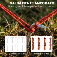 Outsunny Tenda Campeggio a Tunnel per 2-4 Persone Alta 200cm con 2 Stanze, Impermeabile 3000mm per Trekking, Azzurro(m-9)