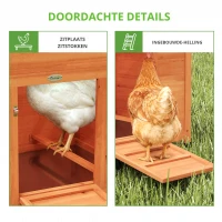 PawHut Kippenhok Kippenhuis van hout met nestkast 2 zitstokken loopplank venster waterdicht dak 113,5x67,5x95,5 cm Oranje(m-6)