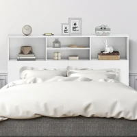HOMCOM Tête de lit sur pied avec rangements, accessoire de lit 4 compartiments ouverts, 140 x 19 x 103,5 cm, blanc(m-6)