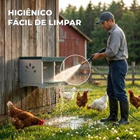 PawHut Ninho para Galinhas Poedeiras de Aço Galvanizado com 2 Compartimentos Ninho para 2 Galinhas com Teto Impermeável e Ventilação 54,5x42,5x35,5 cm Prata e Verde(m-6)