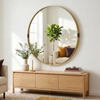 HOMCOM Round Wall Mirror 61 cm, Wall Mounted Bathroom Mirror with Tempered Safety Glass and Aluminium Alloy Frame, Gold Tone(m-4)