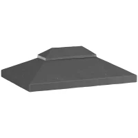 Outsunny Paviljoen vervangingsdak, 3 x 4 m, vervangingshoes met waterafvoeropeningen, Polyester, Zonbescherming, UPF30+, Donkergrijs(m-1)