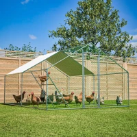 Hühnerstall mit Sitzleiter, 303x400x200 cm, Grau(m-5)