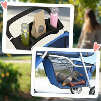 PawHut Passeggino per Cani Pieghevole con Portabicchieri e Cestino, 77x44x102 cm, Blu(m-8)