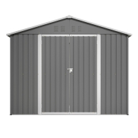 Metall-Gartenschuppen, breite Doppeltür, für Gartengeräte und Werkzeugaufbewahrung, 229 x 180 x 191 cm, Anthrazit