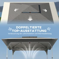 Outsunny Pavillon 3,5 x 3,5 m Wasserdicht Höhenverstellbar Pop-up Faltpavillon mit Ein-Knopf-Aufbau Doppeldach, UV 50+(m-5)