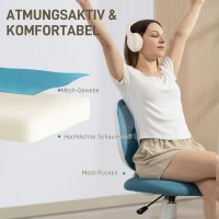 HOMCOM Bürostuhl Ergonomischer Schreibtischstuhl mit C-förmiger Rückenstütze, Höhenverstellbar Blau(m-5)