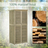 Outsunny Gereedschapsschuur 4 vakken Gereedschapsschuur Gereedschapskast schuur naturel / grijs(m-4)