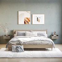 HOMCOM Lot de 2 tables de chevet murales tables de nuit suspendues tiroir plateau aspect bois dim. 40L x 30l x 19,5H cm- gris(m-10)