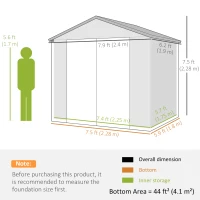 Outsunny 7.9ft x 6.2ft Aluminium Frame and Plastic Wall Shed, with Foundation - Grey(m-3)