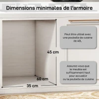 HOMCOM Poubelle cuisine, poubelle sous évier coulissante encastrable avec 2 x 20 L compartiments amovibles, 52x33,5x41cm, gris(m-6)