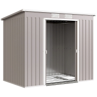 Outsunny 7 x 4ft Galvanised Steel Garden Shed, with Foundation Kit - Grey