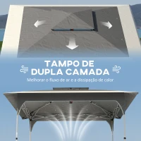 Outsunny Tenda Dobrável 3,5x3,5 m Pop-up com Altura Ajustável 3 Níveis Teto Duplo Fecho Central e Bolsa UPF50+ Cinzento(m-5)