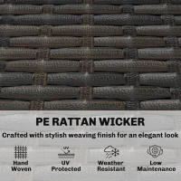 Outsunny 3 Seater Rattan Garden Sofa, PE Wicker Outdoor Sofa Wide Deep Seat, 4" Cushions, Wood-Effect Armrests Legs, Brown(m-7)