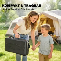 Outsunny Tragbarer Gasgrill 2 Brenner 7 kW 2-in-1 Tischgrill mit Braten klappbar Beinen Grillrost Windschutz Deckel Verschluss(m-8)