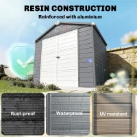 Outsunny 7.9ft x 6.2ft Aluminium Frame and Plastic Wall Shed, with Foundation - Grey(m-4)