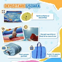 Outsunny Castel Gonflabil 4 in 1 pentru Copii de la 3 la 8 ani cu Tobogan, Trambulina, Piscina si Pompa inclusa, 265x260x200cm(m-8)