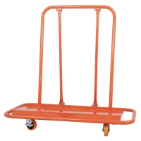 Plattenwagen für Gipskartonplatten, Stahlgestell, Lenkrollen mit Bremsen, 116x57x114 cm, Orange(m-1)