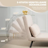 HOMCOM Schlafsofa 2er-Sofa Samtsofa, Schlaffunktion, inkl. 2 Kissen, Samtoptik, Natur + Beige + Schwarz(m-5)